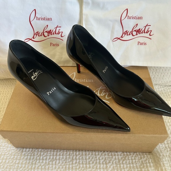 Christian Louboutin Black and Red Patent Heels - Picture 3 of 9